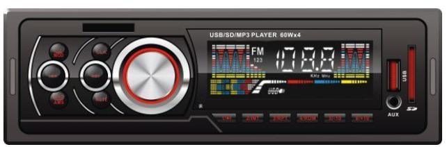 Receptor de coche con reproductor MP3 de panel fijo con entrada SD