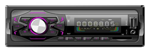 Un reproductor MP3 para coche con panel fijo DIN y alta potencia de 4 canales