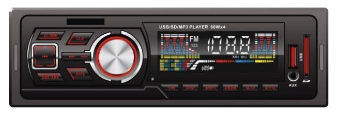 Radio FM con reproductor MP3 para coche con panel fijo y ecualizador