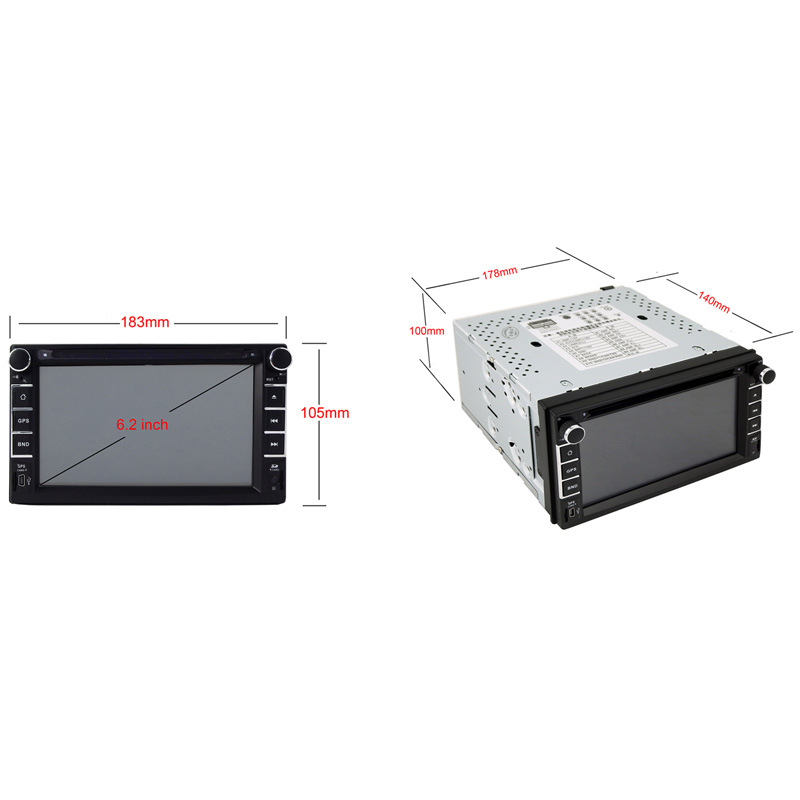 DVD con pantalla táctil de 6,2 pulgadas, reproductor de DVD doble DIN para coche con sistema Wince